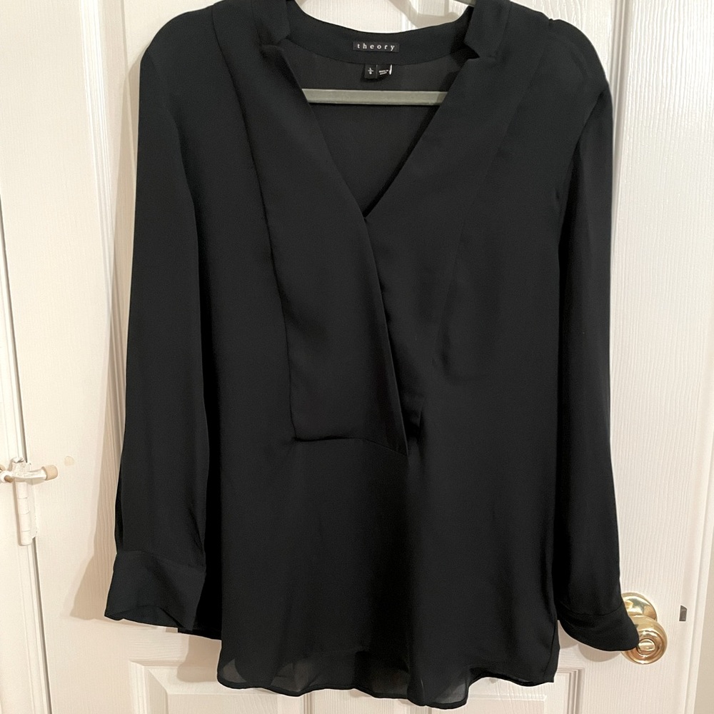 Theory, size large, long sleeve, silk blouse